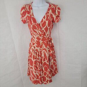 Diane von Furstenberg Womens 6 Dress Wrap Orange ANTONIO Silk Knee Length DVF